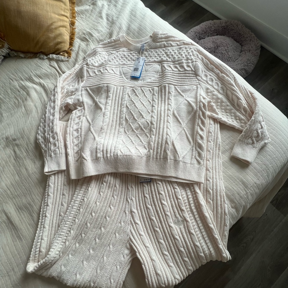 adidas Originals Cream Cable Knit Sweater